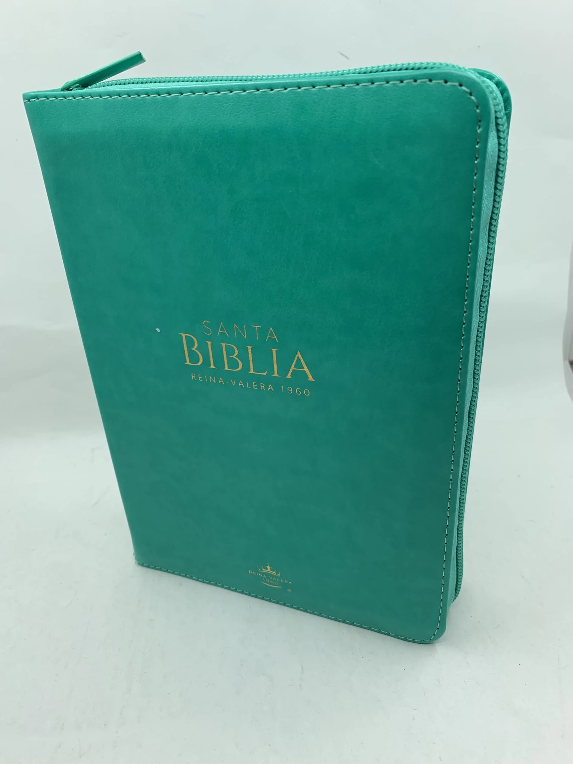 Biblia RVR 1960 Compacta Letra Grande Turquesa Símil Piel con Cierre