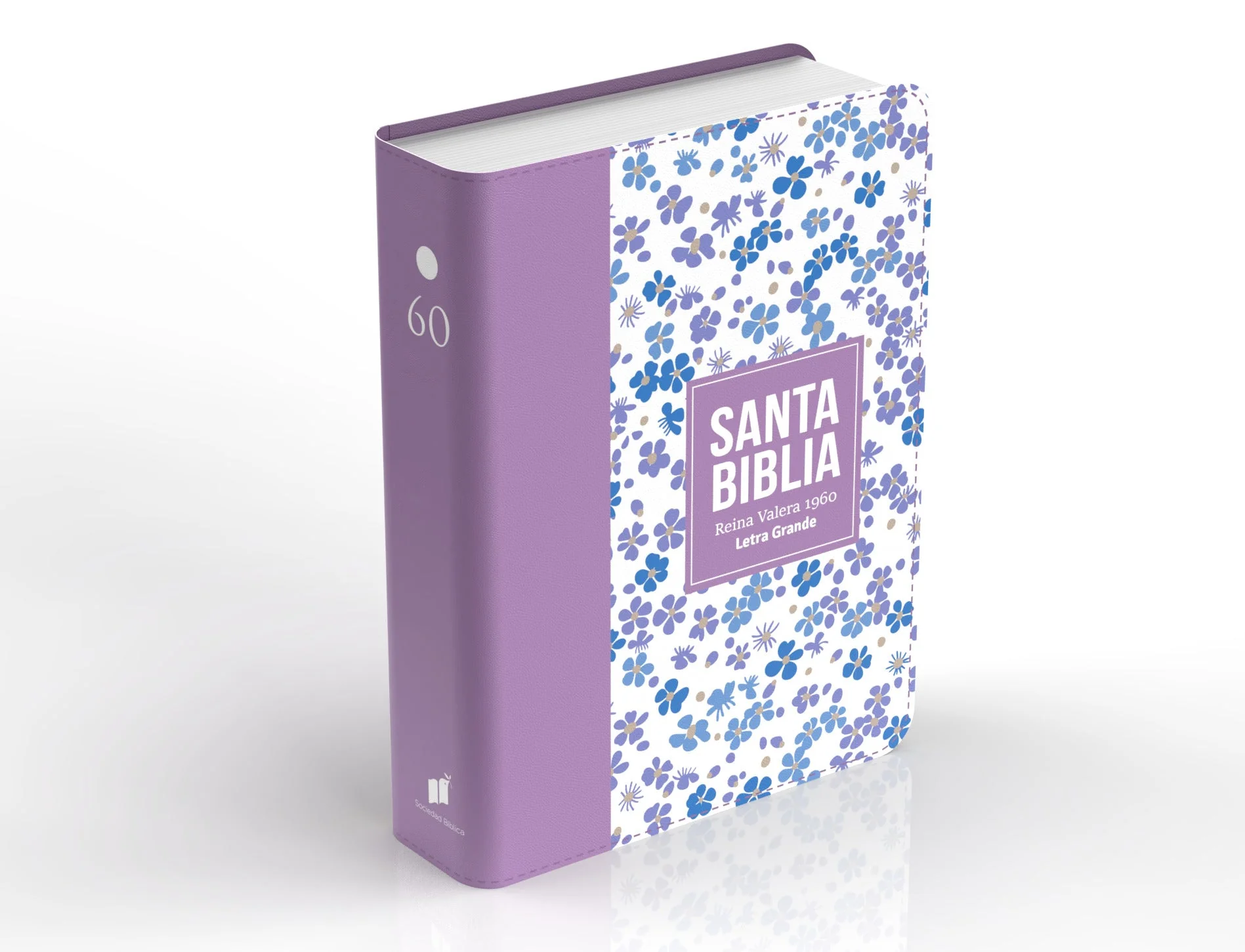 Biblia RVR 1960 Compacta Símil Piel Flores Lila Claro
