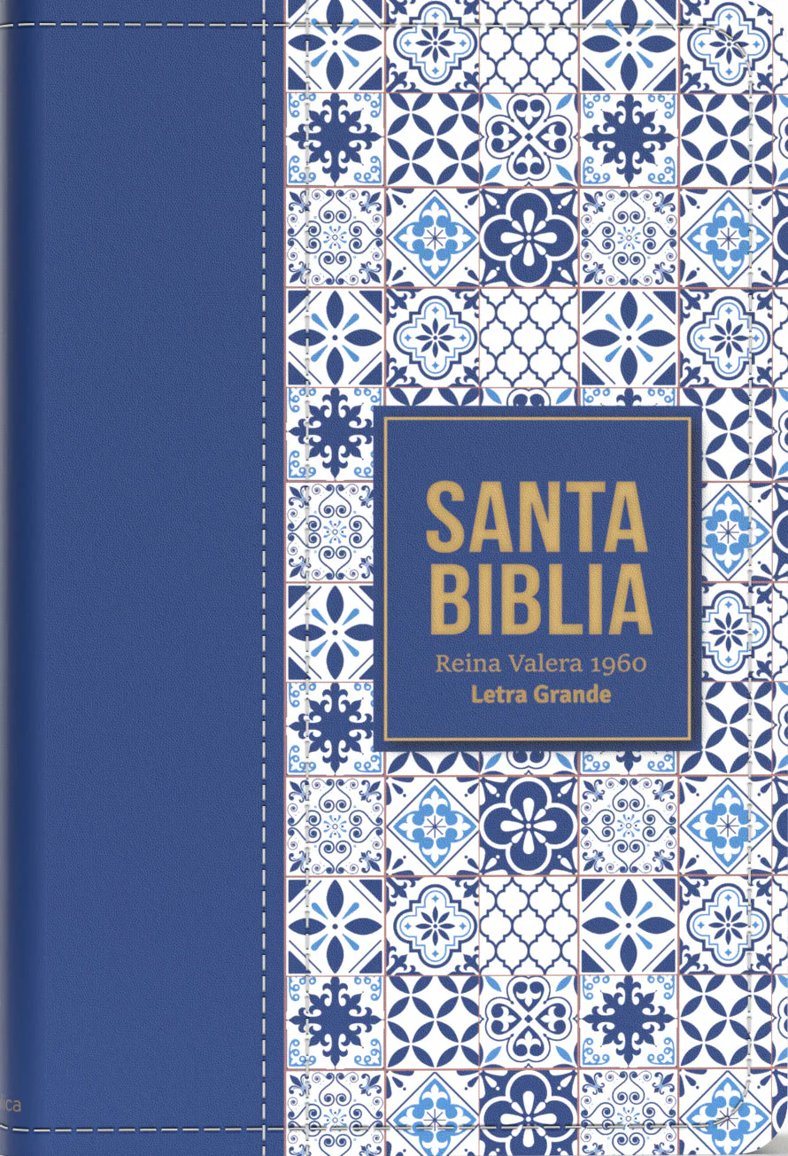 Biblia RVR 1960 Letra Grande Tamaño Manual Símil Piel Azul Claro