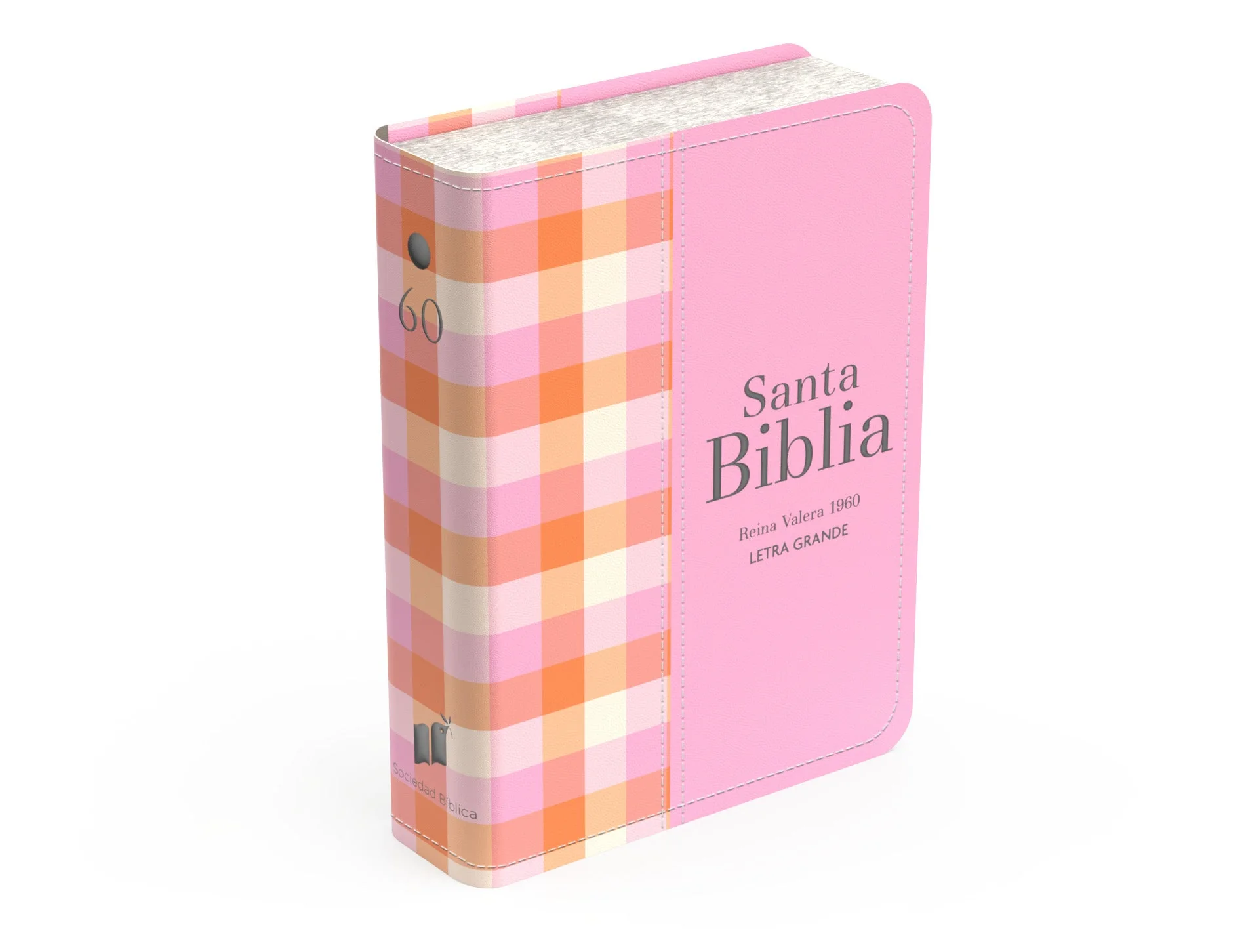 Biblia RVR 1960 Compacta Símil Piel Cuadros Rosa