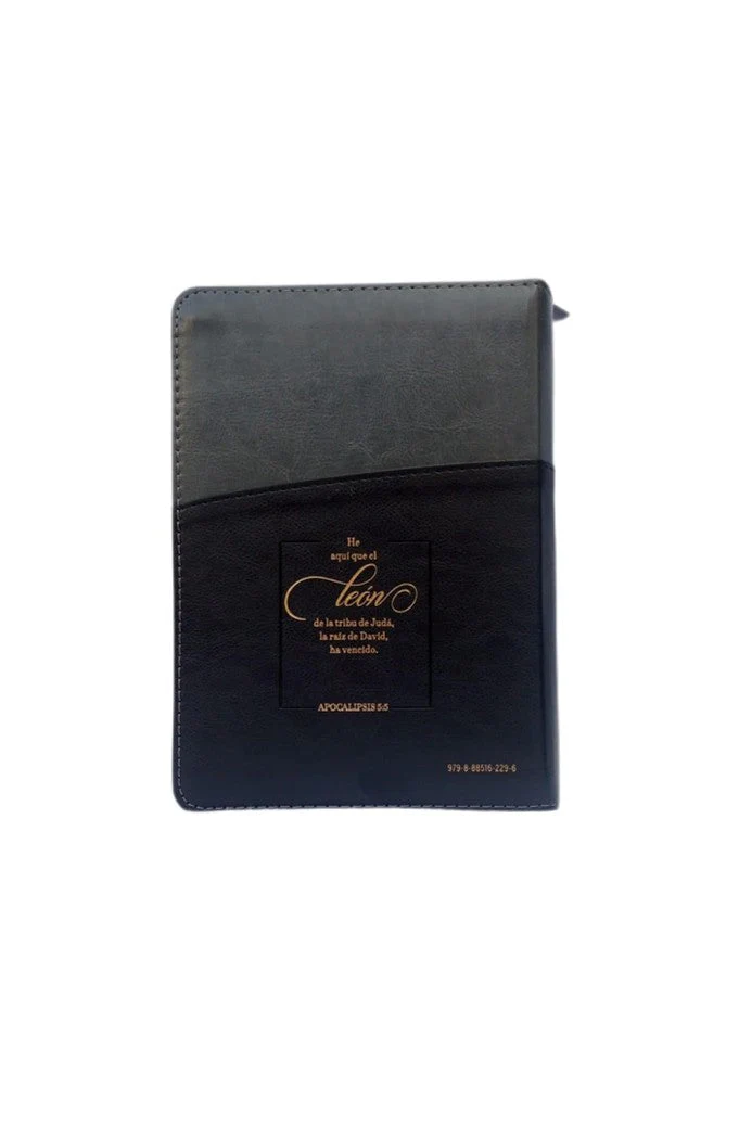 Biblia RVR 1960 Letra Grande Tamaño Manual Leon Gris Símil Piel