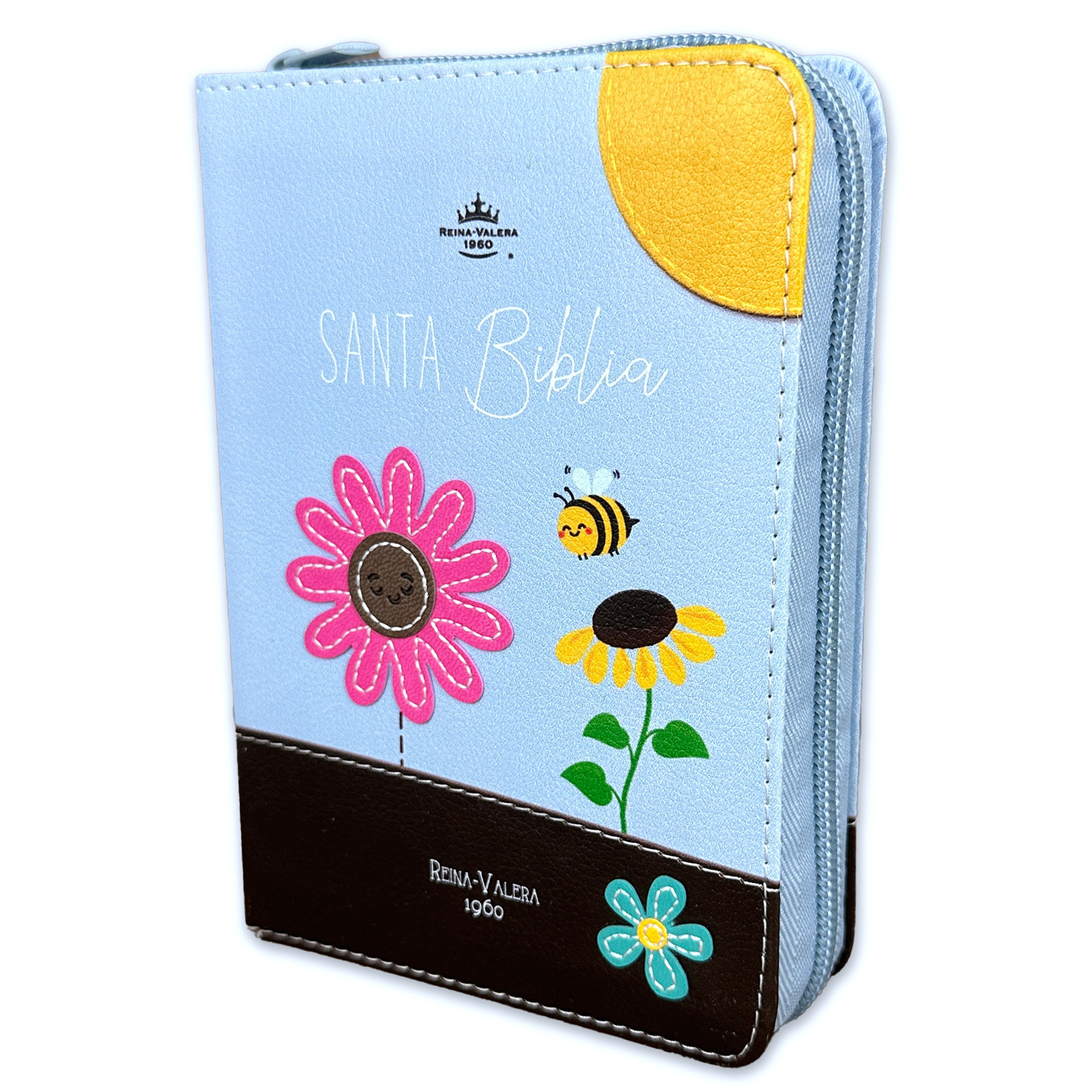 Biblia de Bolsillo con Cierre RV1960 imit cafe azul abejas