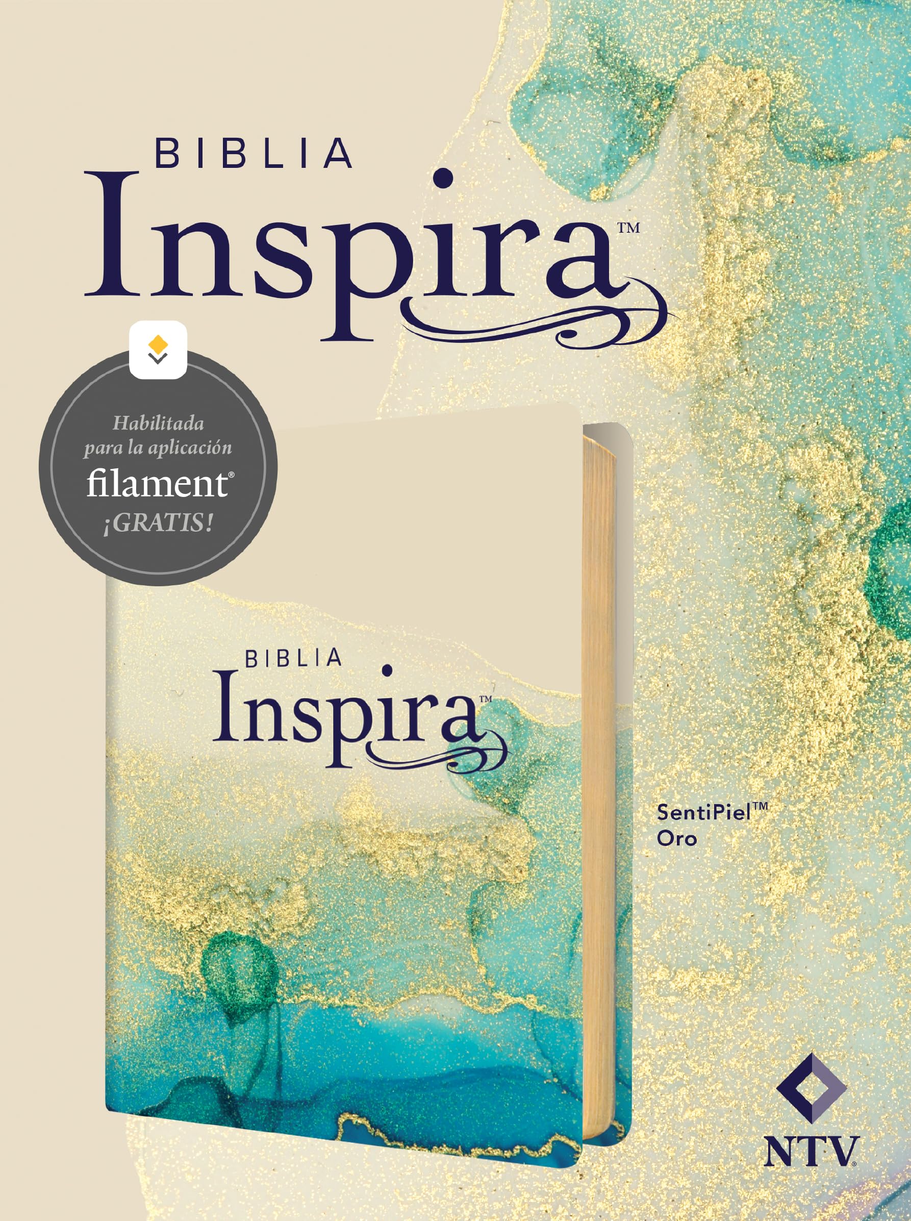 Biblia NTV Inspira con Filament Símil Piel Oro
