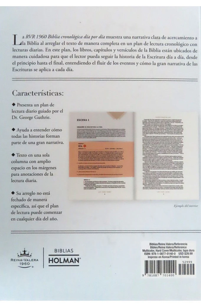 Biblia RVR 1960 Cronologica Día por DíaTapa Dura