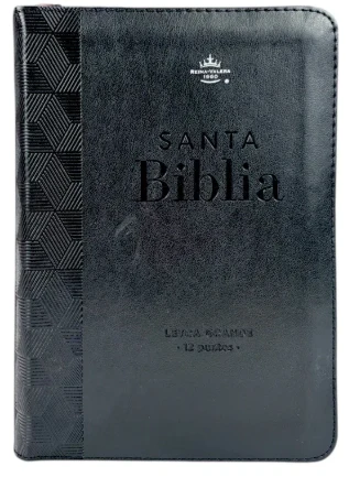 Biblia RVR 1960 Compacta Negro Geométrico Símil Piel con Cierre
