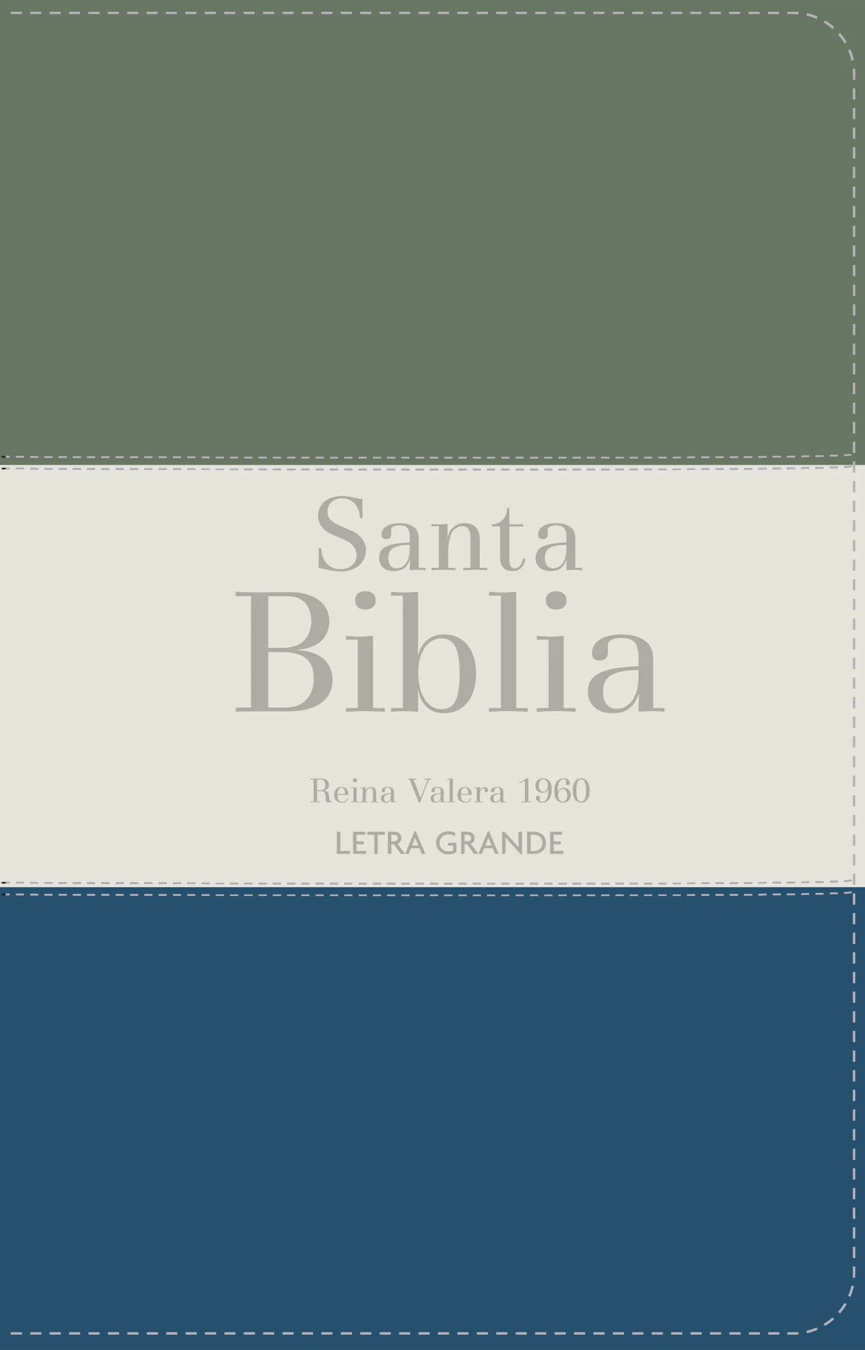 Biblia RVR 1960 Letra Grande Tamaño Manual Tricolor Gris Crema Azul con Cierre e Índice