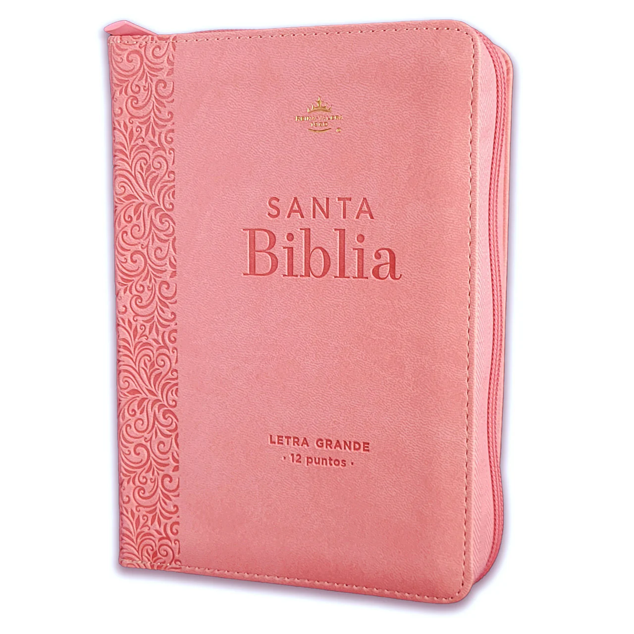 Biblia RVR 1960 Compacta Rosa Floral Símil Piel con Cierre