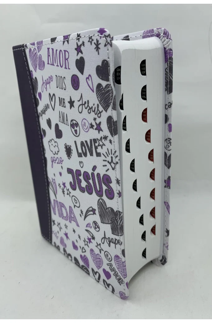 Biblia RVR 1960 Bolsillo Símil Piel Lila con Índice