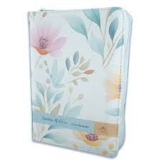 Biblia RVR 1960 Compacta Flores Azul Símil Piel con Índice y Cierre