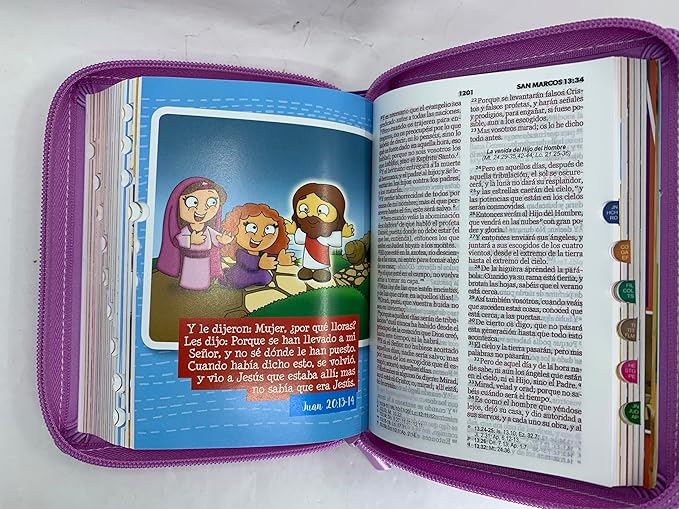 Biblia RVR 1960 para Niños mi Gran Viaje Lila Símil Piel con Índice y Cierre