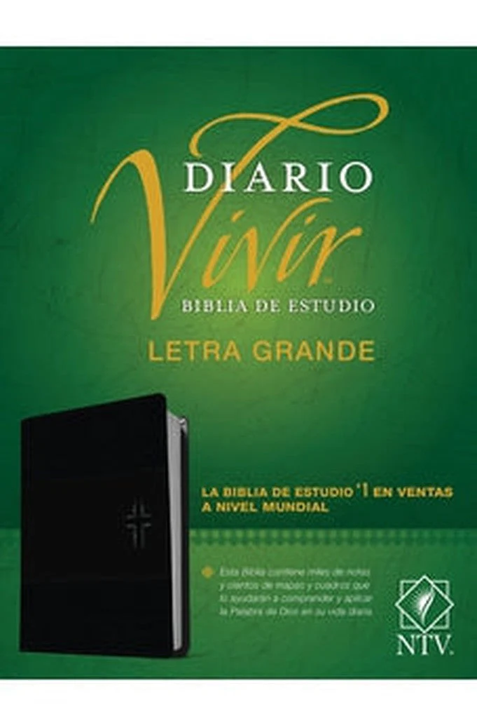 Biblia NTV de Estudio Diario Vivir Letra Grande Símil Piel Negro con Índice