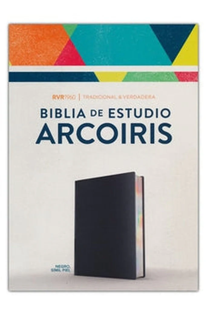 Biblia RVR 1960 de Estudio Arco Iris Negro Símil Piel