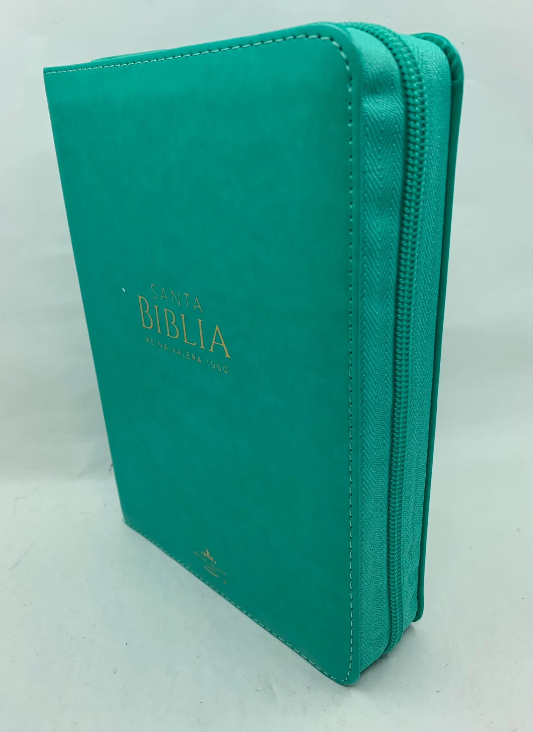 Biblia RVR 1960 Compacta Letra Grande Turquesa Símil Piel con Cierre