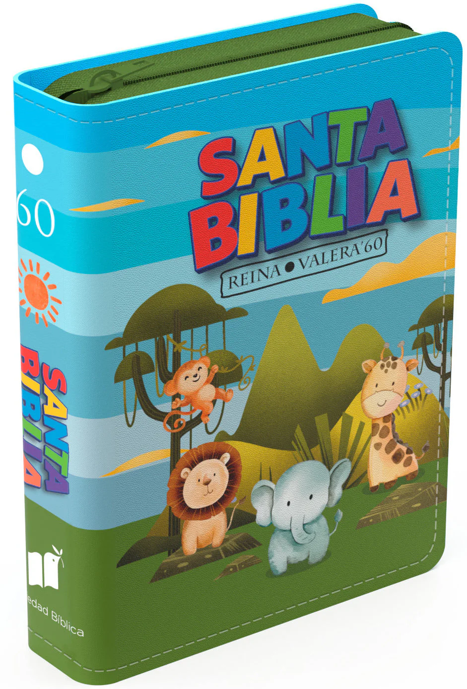 Biblia RVR 1960 Compacta para Niños Animales Vinilo con Cierre