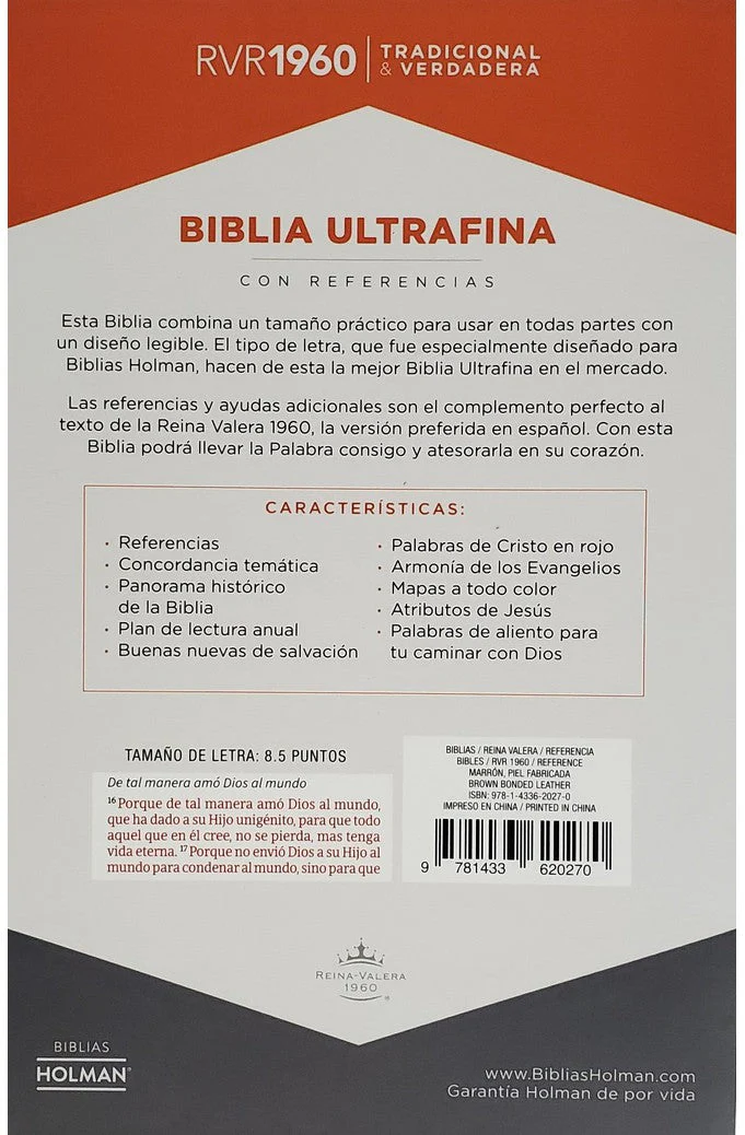 Biblia RVR 1960 Ultrafina Marrón Piel Fabricada