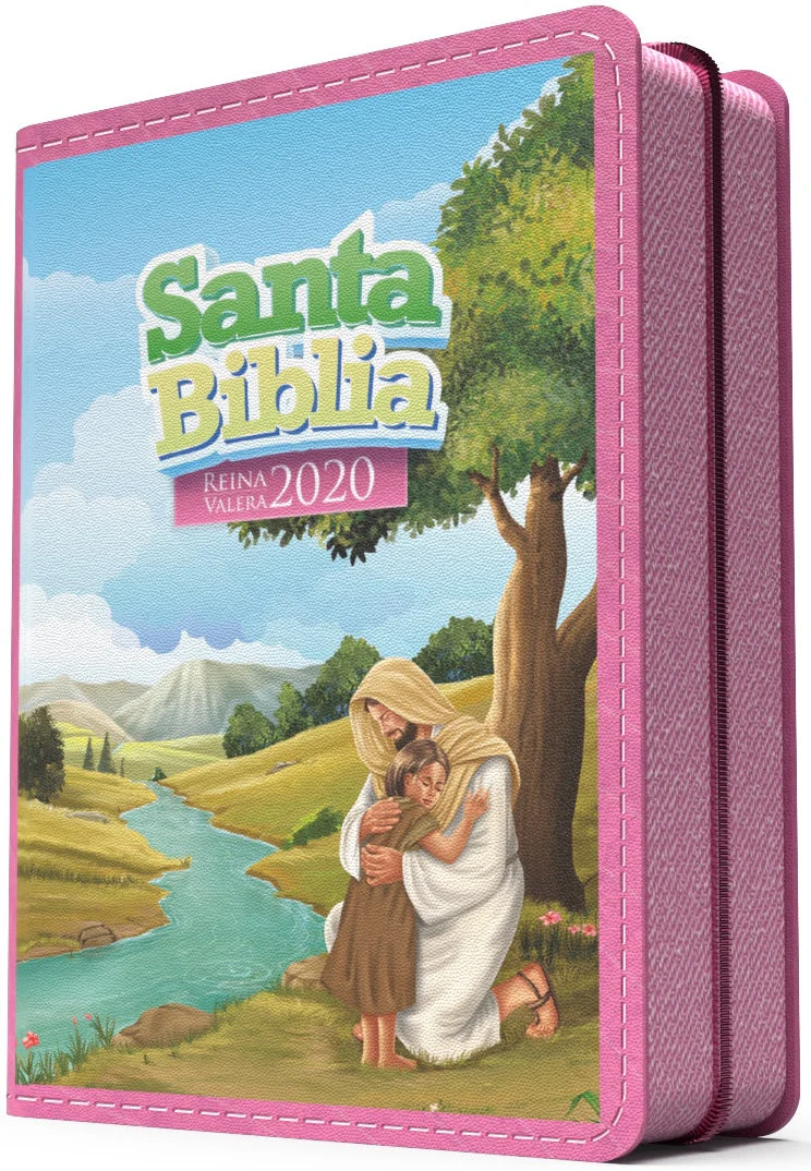 Biblia RVR 2020 para Niñas Rosada Vinilo con Cierre