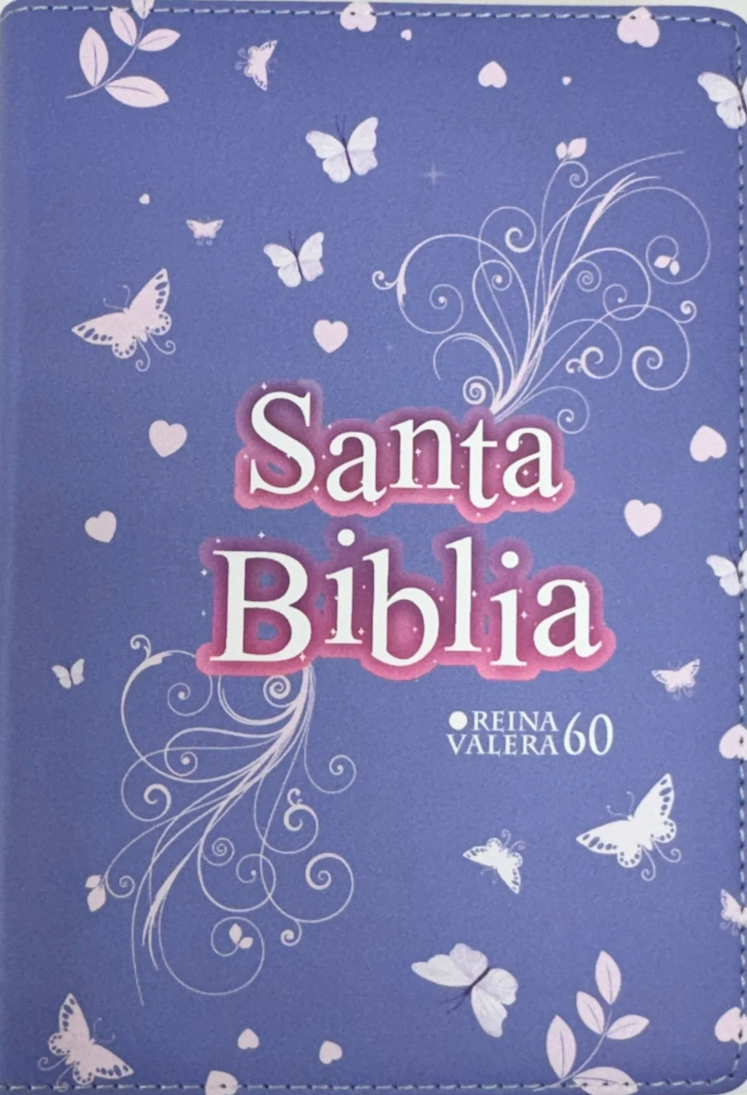 Biblia RVR 1960 Compacta Símil Piel Juvenil Mariposa Lila