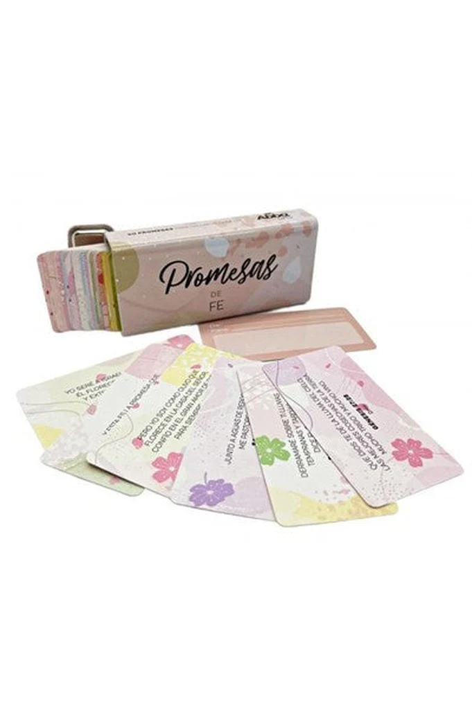 Caja Metálica con 50 Promesas. Promesas de Fe