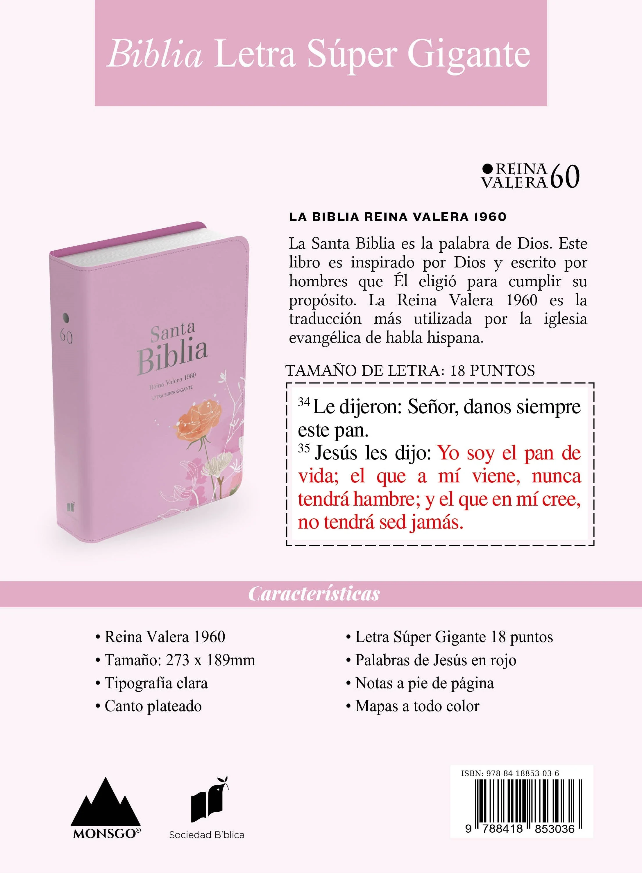 Biblia RVR 1960 Letra Súper Gigante Símil Piel Rosa