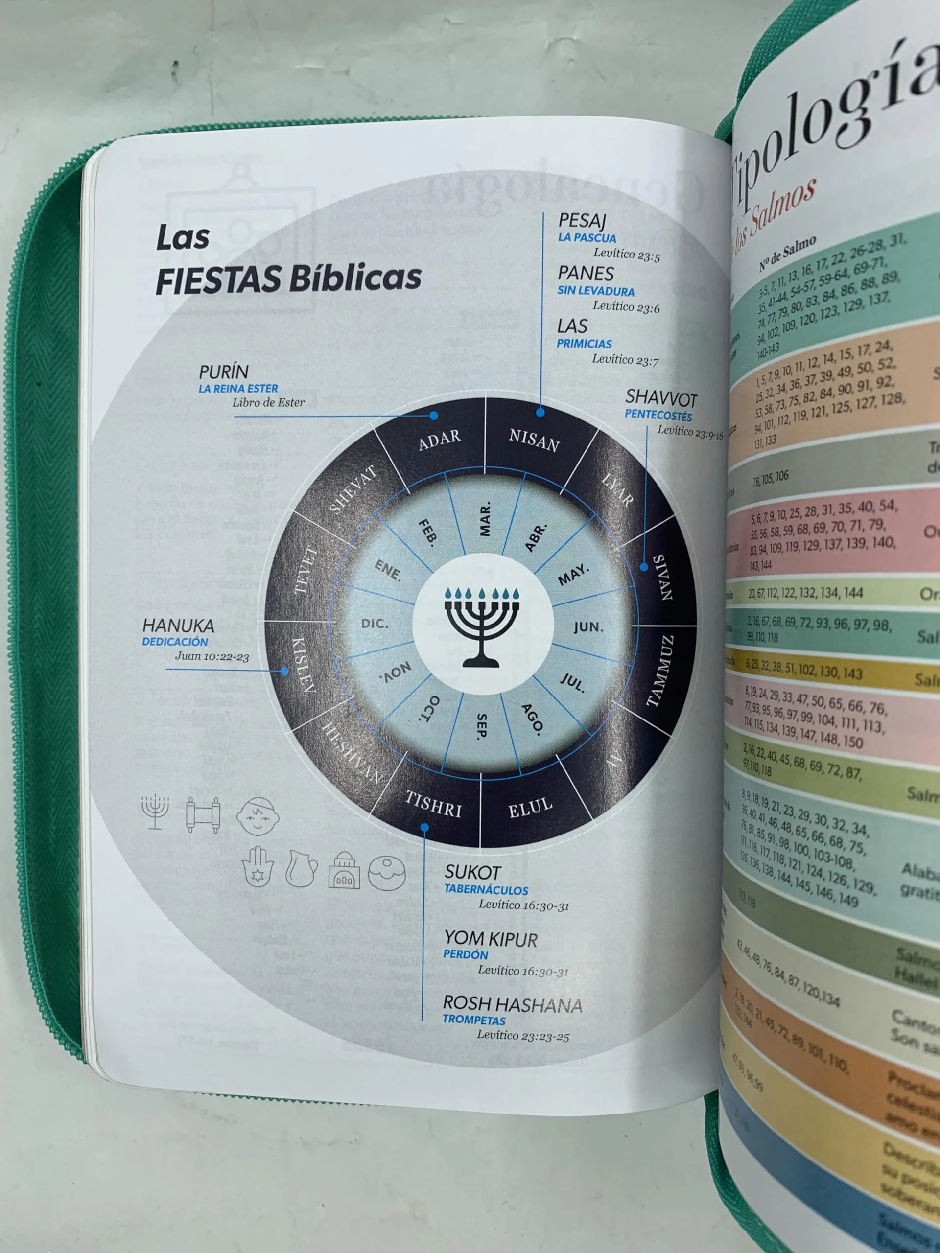 Biblia RVR 1960 Compacta Letra Grande Turquesa Símil Piel con Cierre