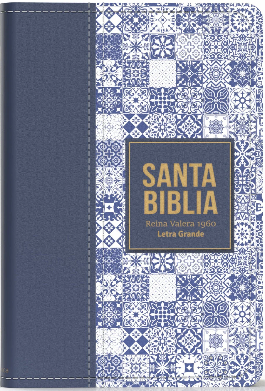 Biblia RVR 1960 Letra Grande Tamaño Manual Símil Piel Azul Oscuro