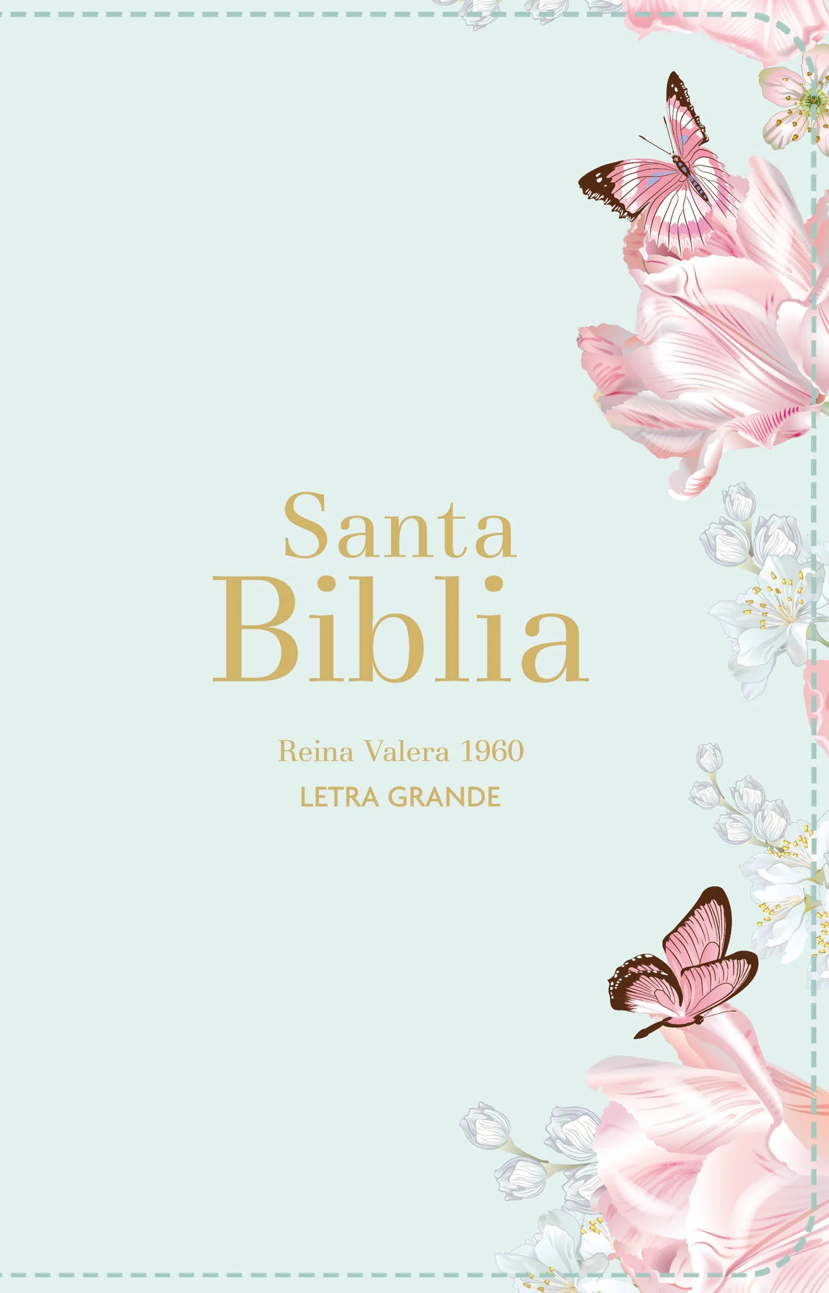 Biblia RVR 1960 Letra Grande Tamaño Manual Símil Piel Salvia Claro