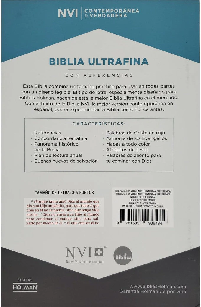 Biblia NVI Ultrafina Negro Piel Fabricada