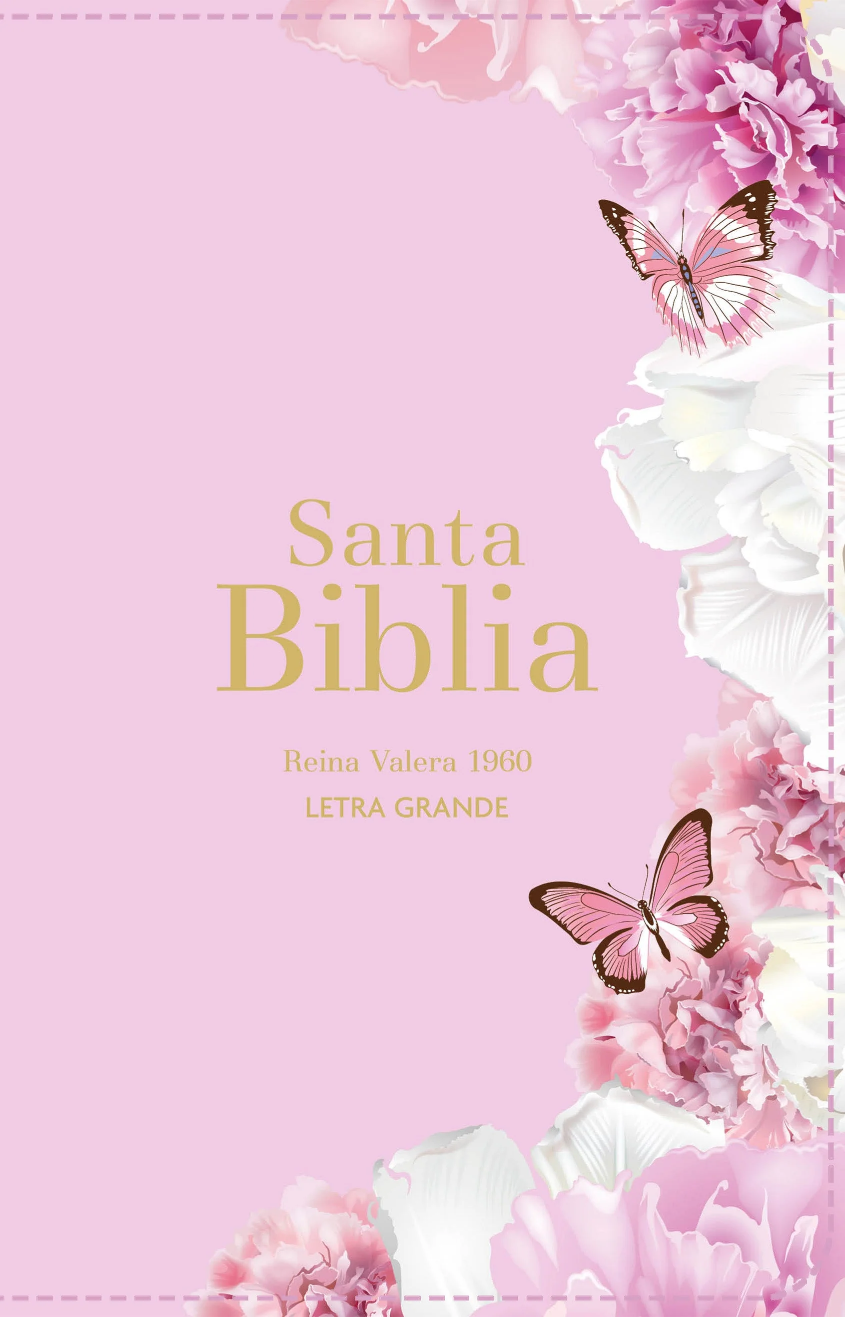 Biblia RVR 1960 Letra Grande Tamaño Manual Símil Piel Rosa Claro