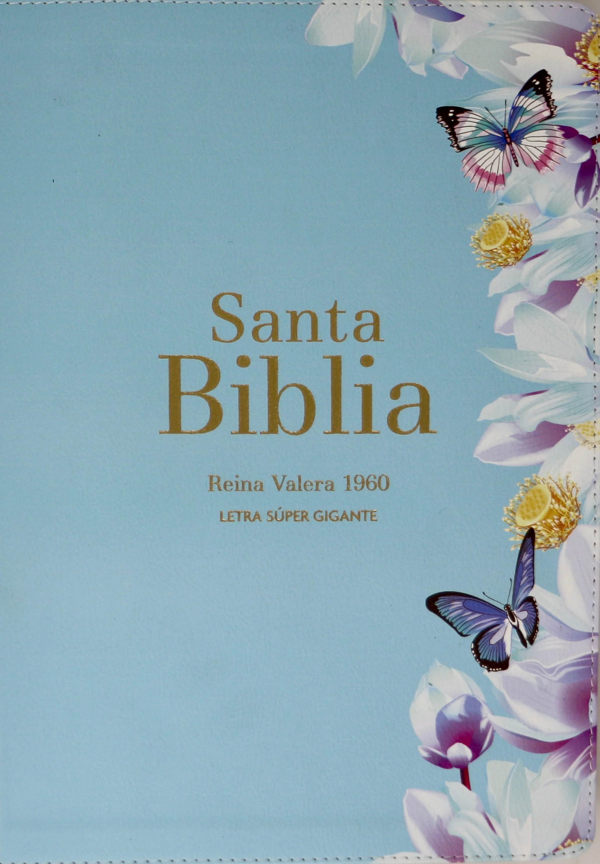 Biblia RVR 1960 Letra Súper Gigante Símil Piel Azul Clara
