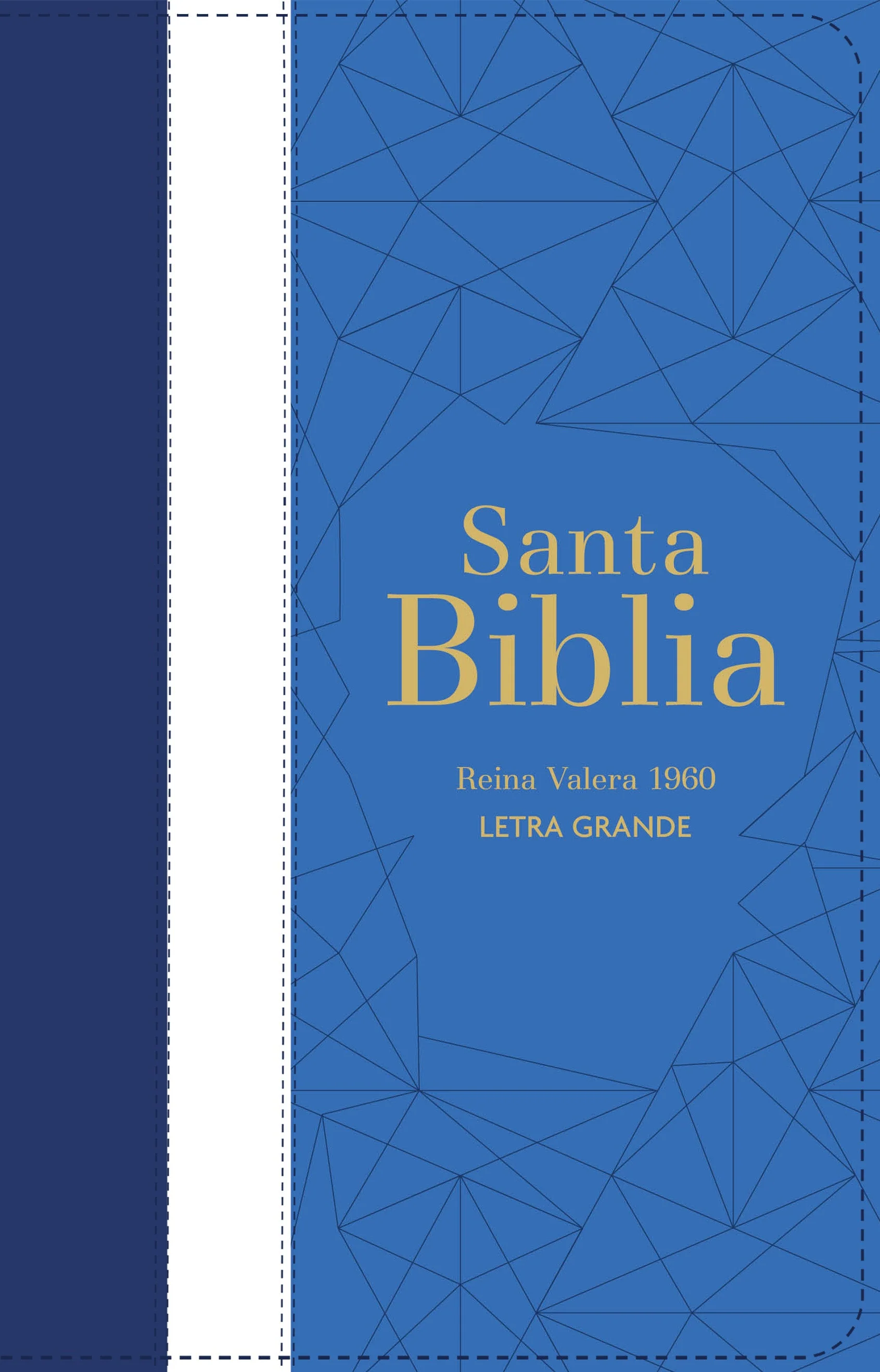 Biblia RVR 1960 Letra Grande Tamaño Manual Tricolor Azul Crema Azul Marino con Cierre e Índice