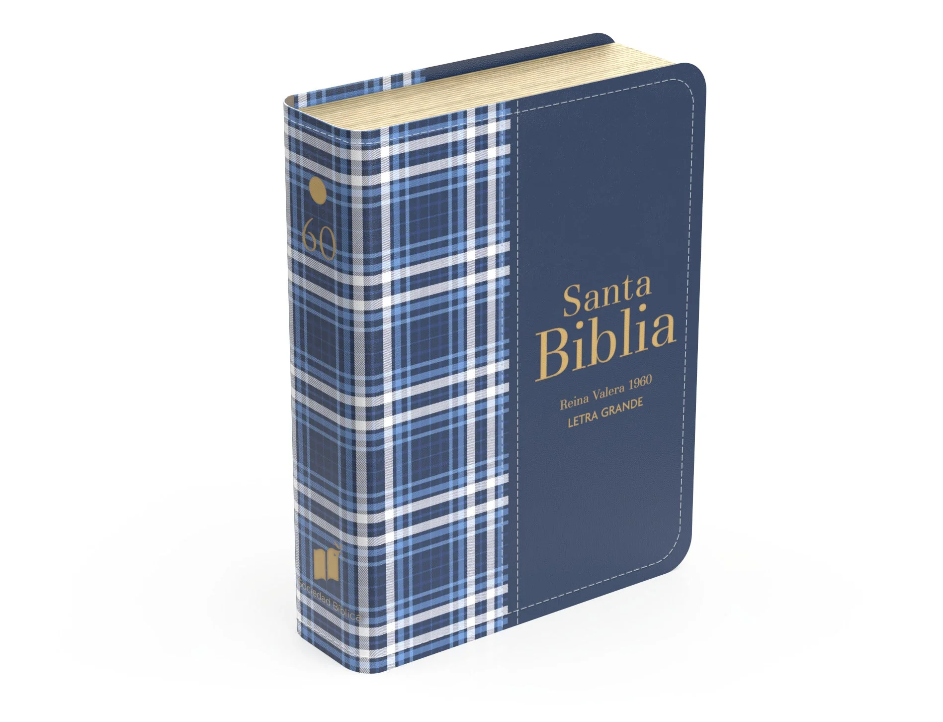 Biblia RVR 1960 Compacta Símil Piel Cuadros Azul Oscuro