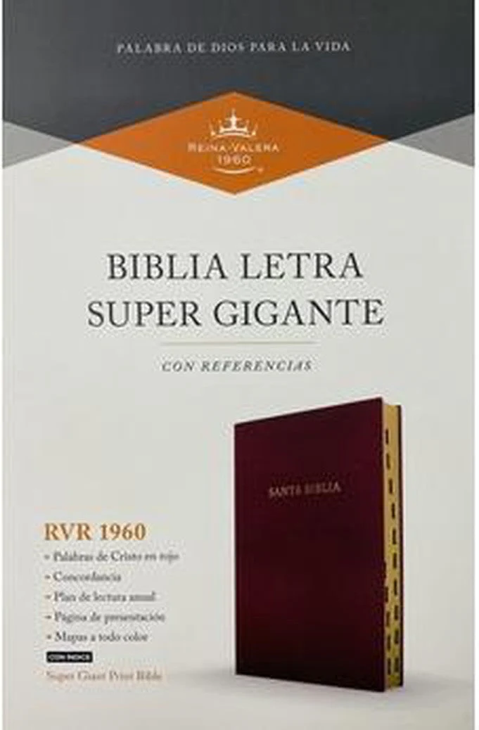 Biblia RVR 1960 Letra Súper Gigante Símil Piel Borgoña con Índice