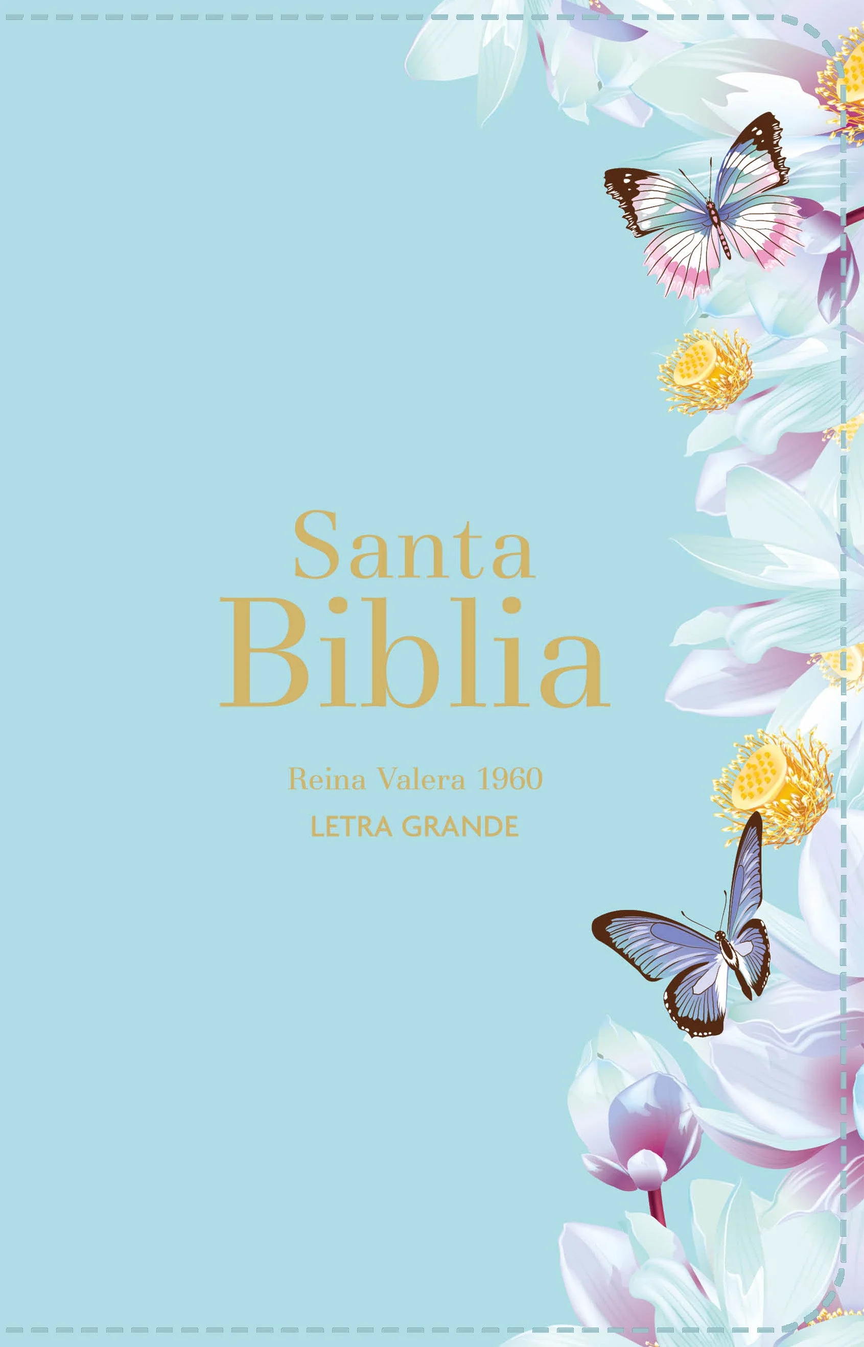 Biblia RVR 1960 Letra Grande Tamaño Manual Símil Piel Azul Claro