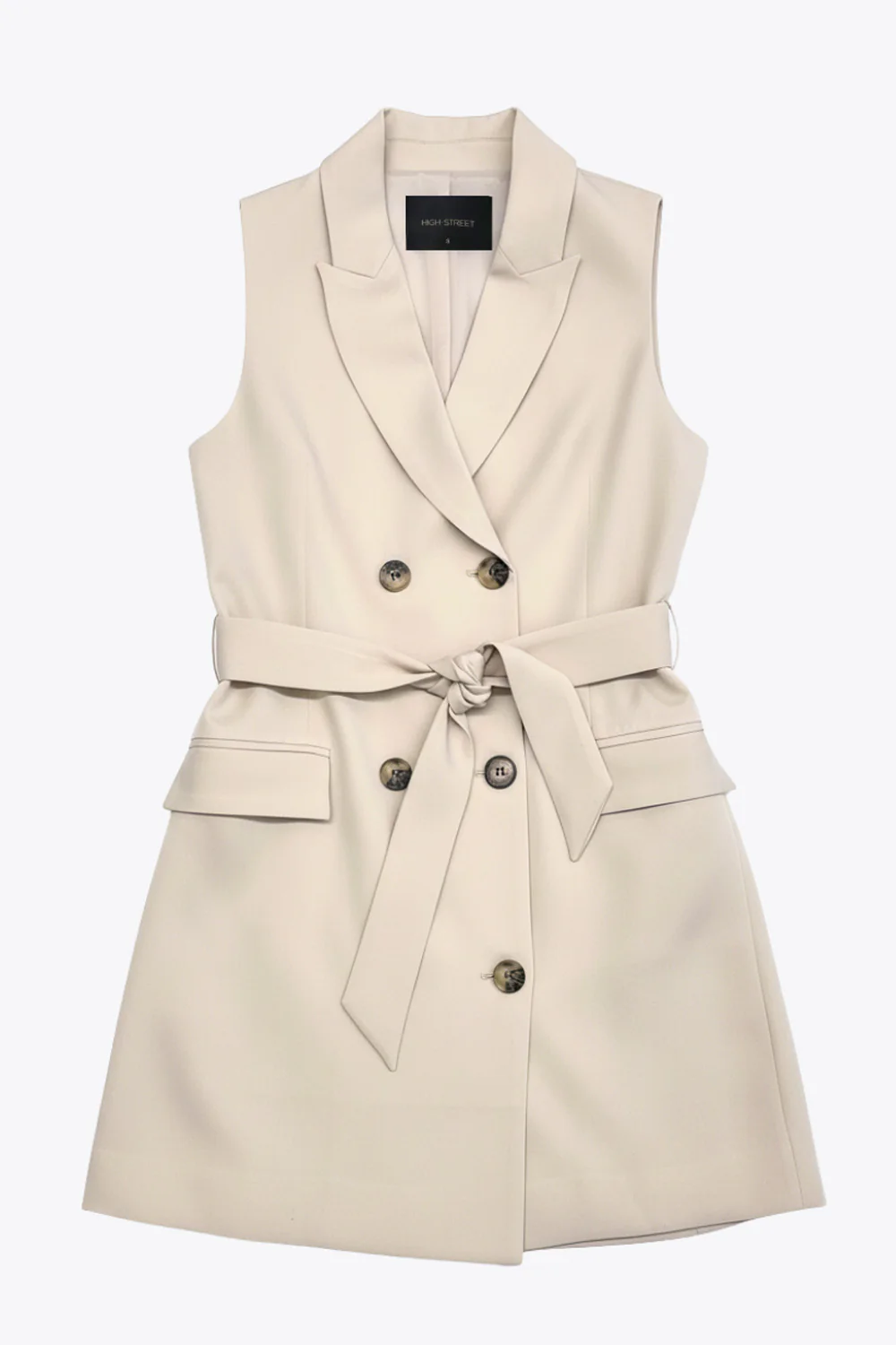 Vestido cruzado de doble botón con cinturón