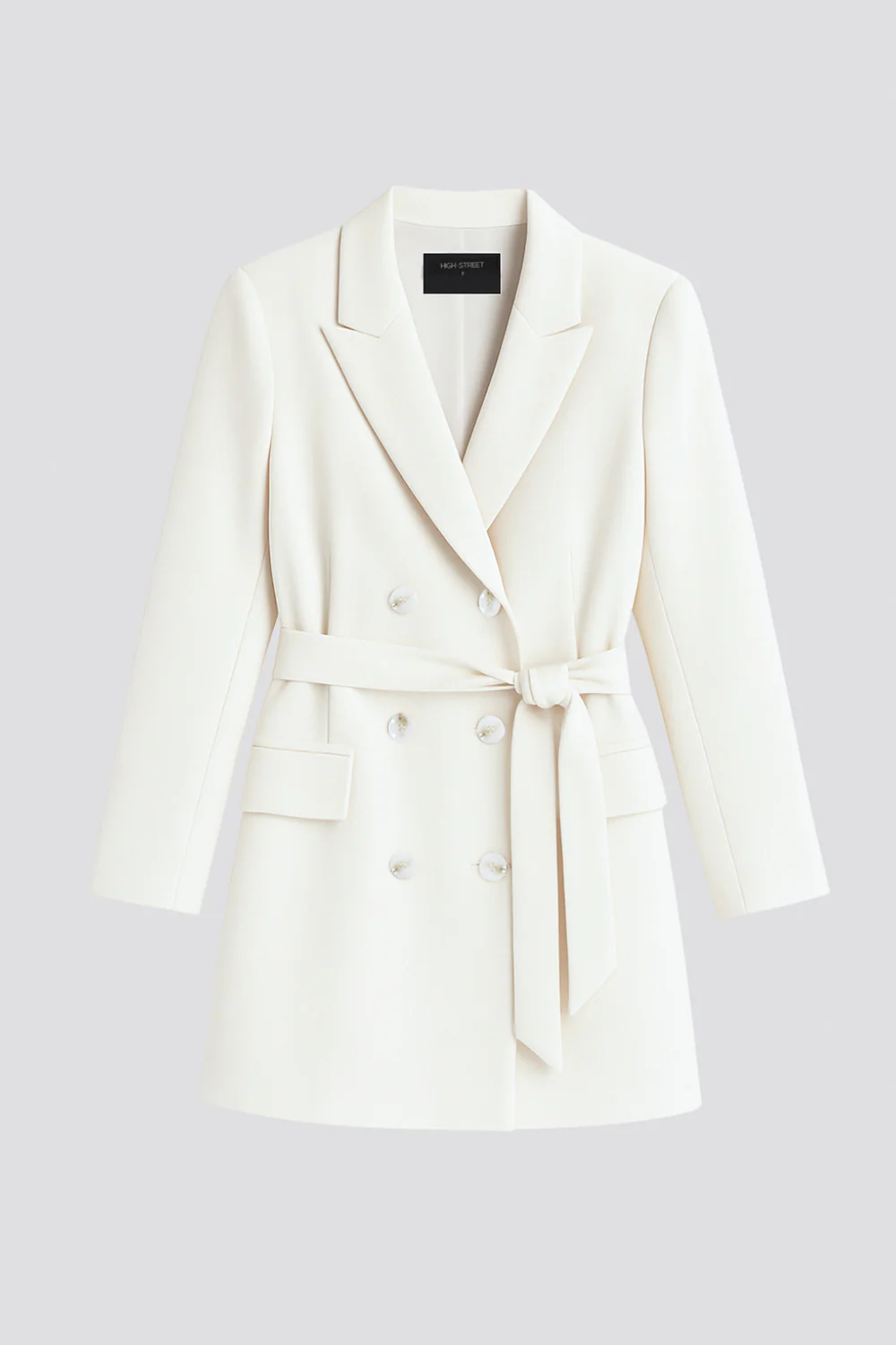 Vestido blazer corto cruzado con cinturón