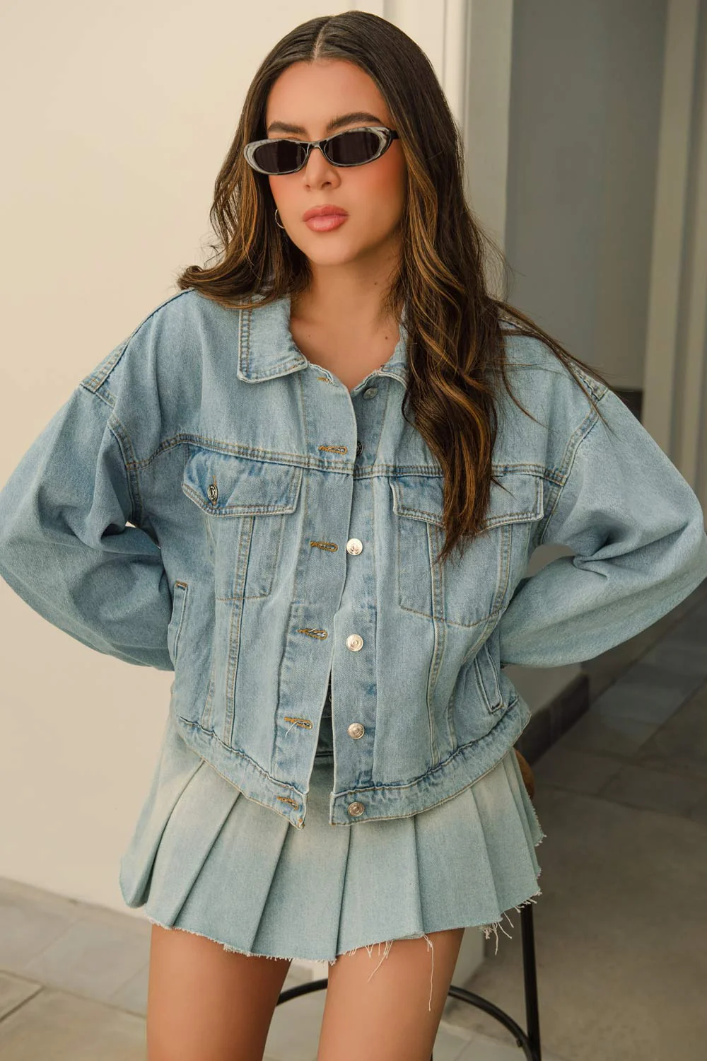 Chamarra de denim fit oversized