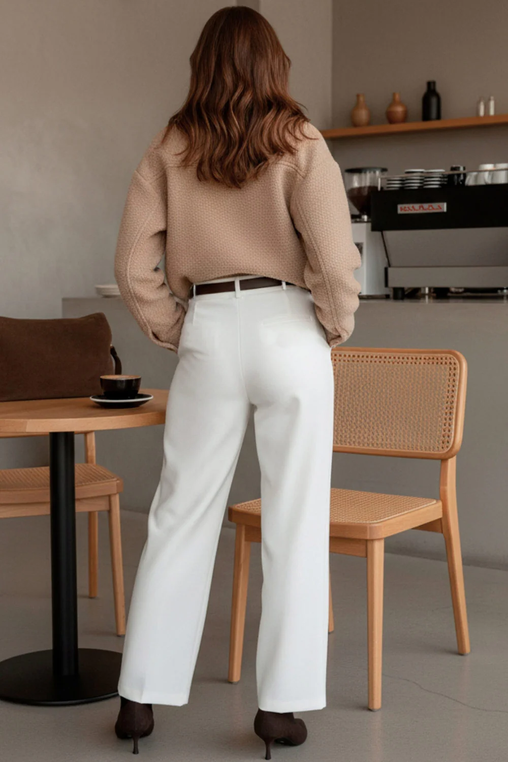 Pantalón cintura alta con pinzas wide leg fit