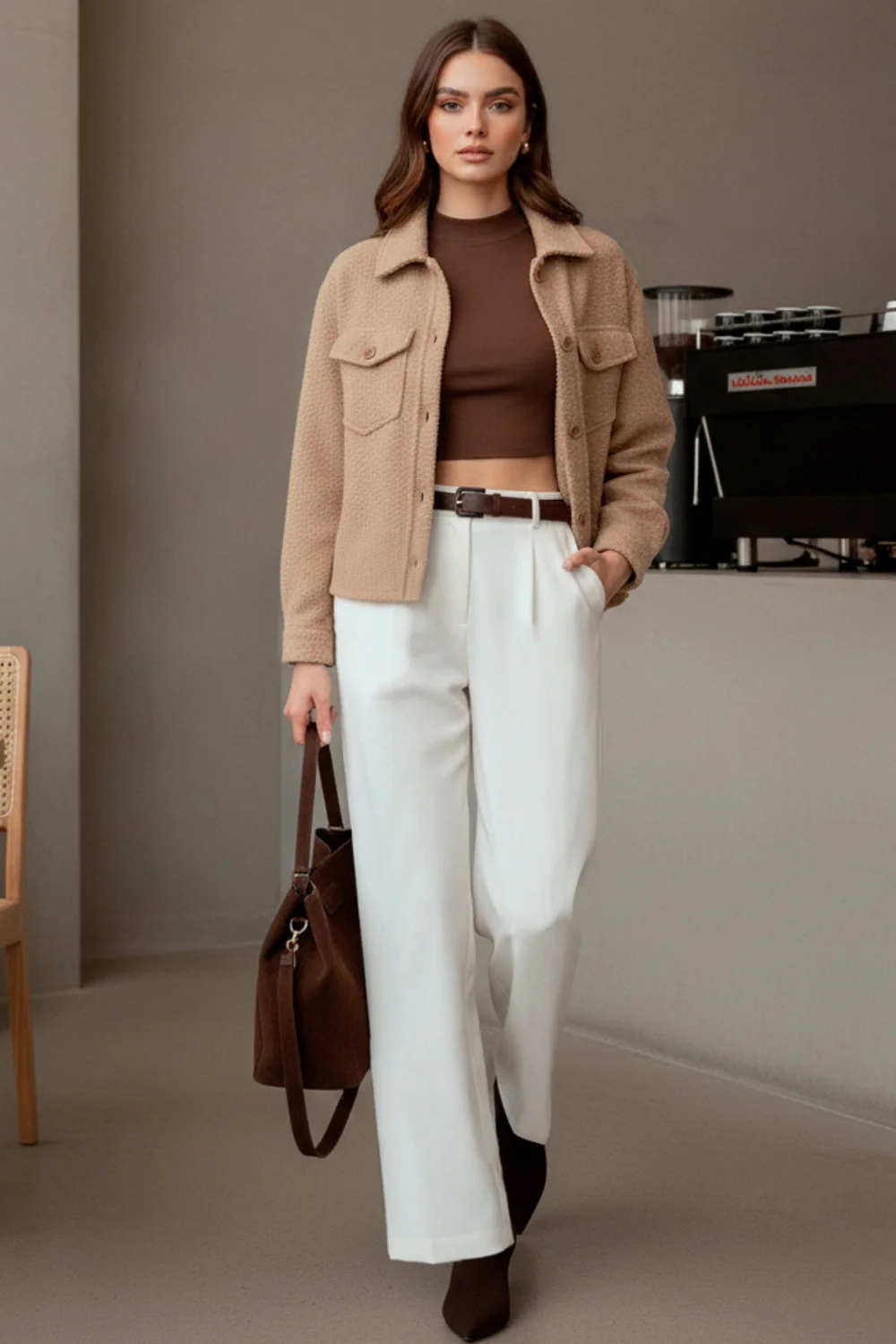 Pantalón cintura alta con pinzas wide leg fit