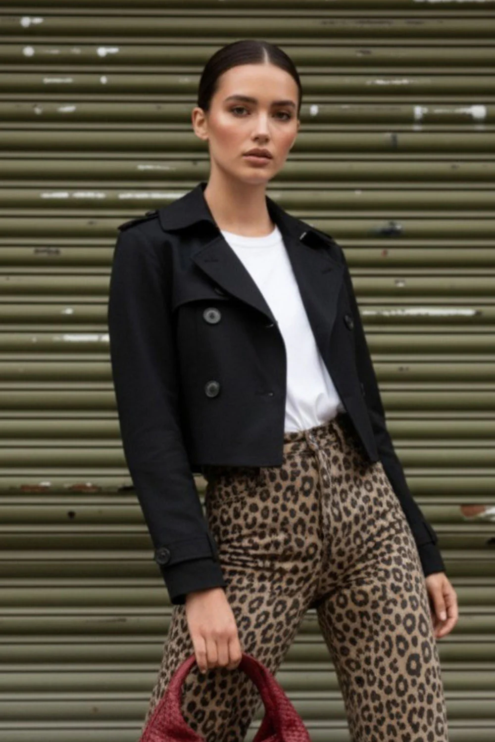 Abrigo trench corto con solapa