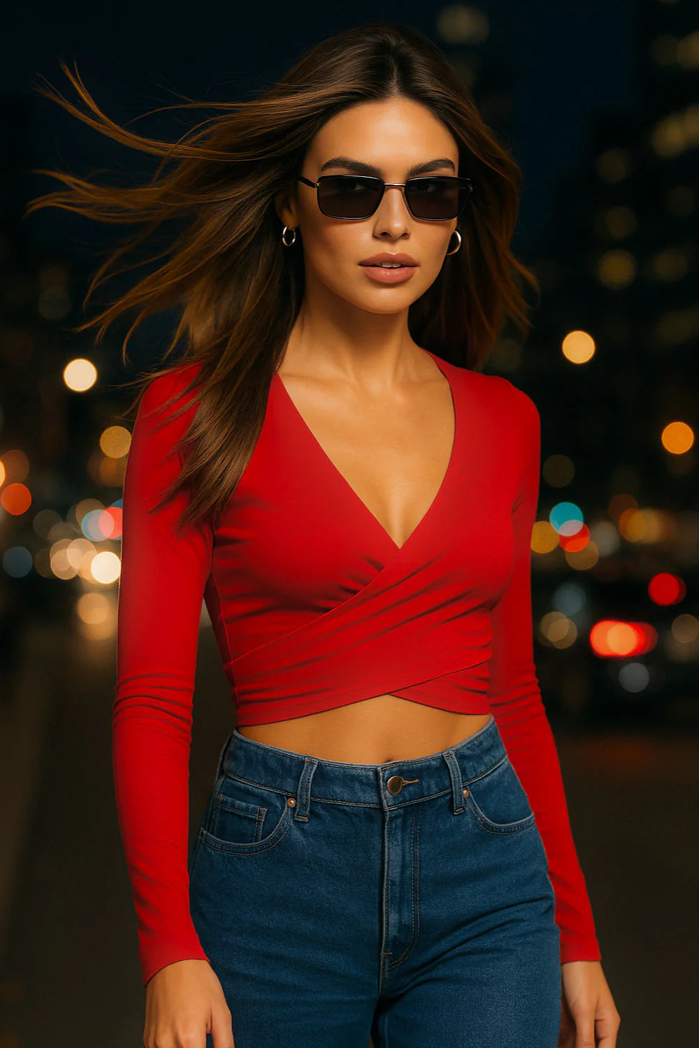 Crop top Éclat manga larga