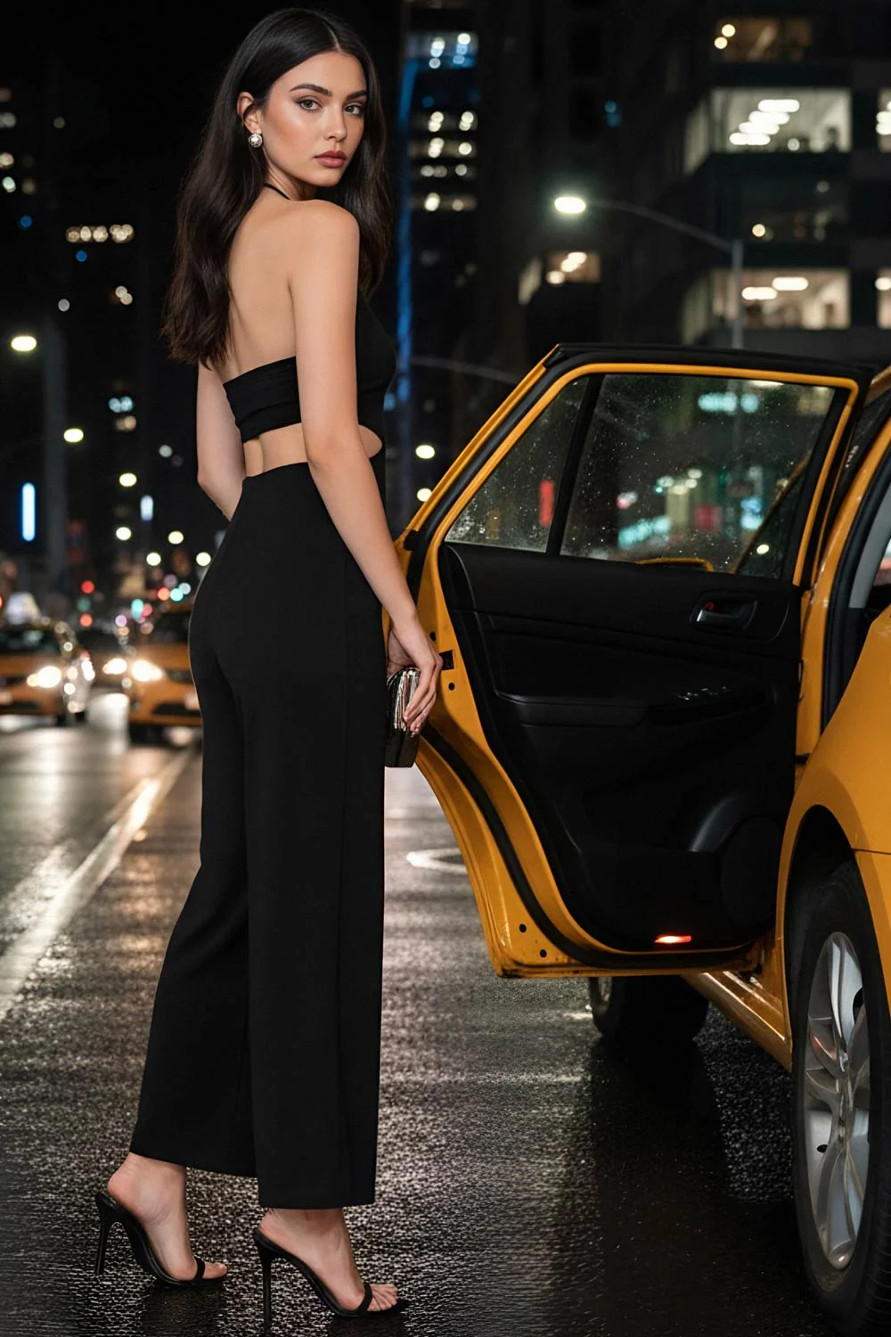 Palazzo halter con cut out en cintura