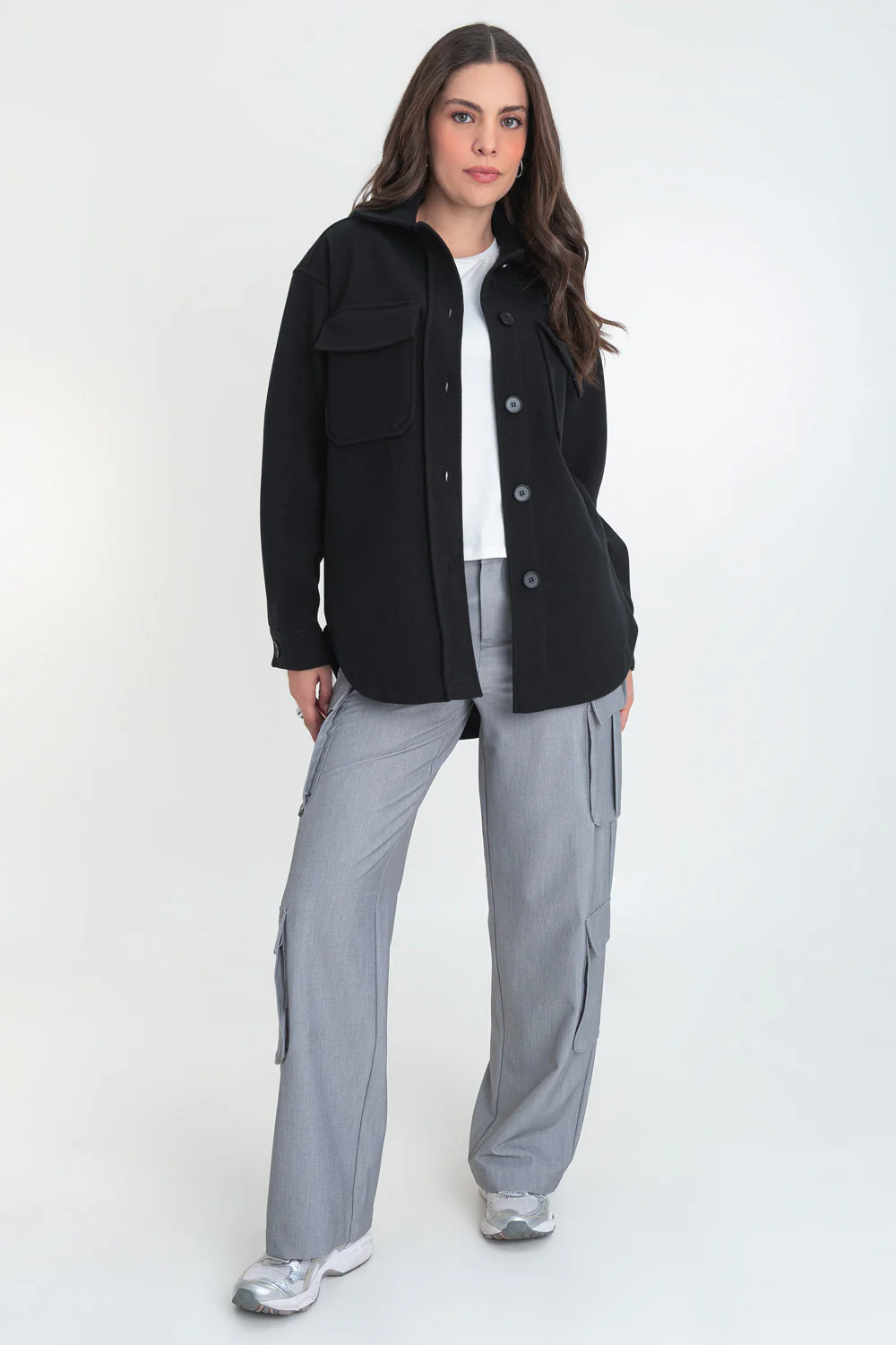 Sobrecamisa de fit oversized bolsillos manga larga