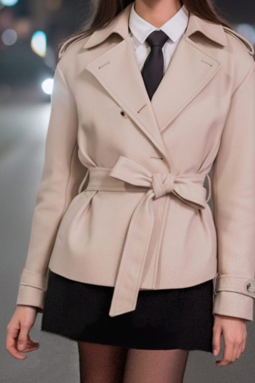 Abrigo trench corto con cinturón