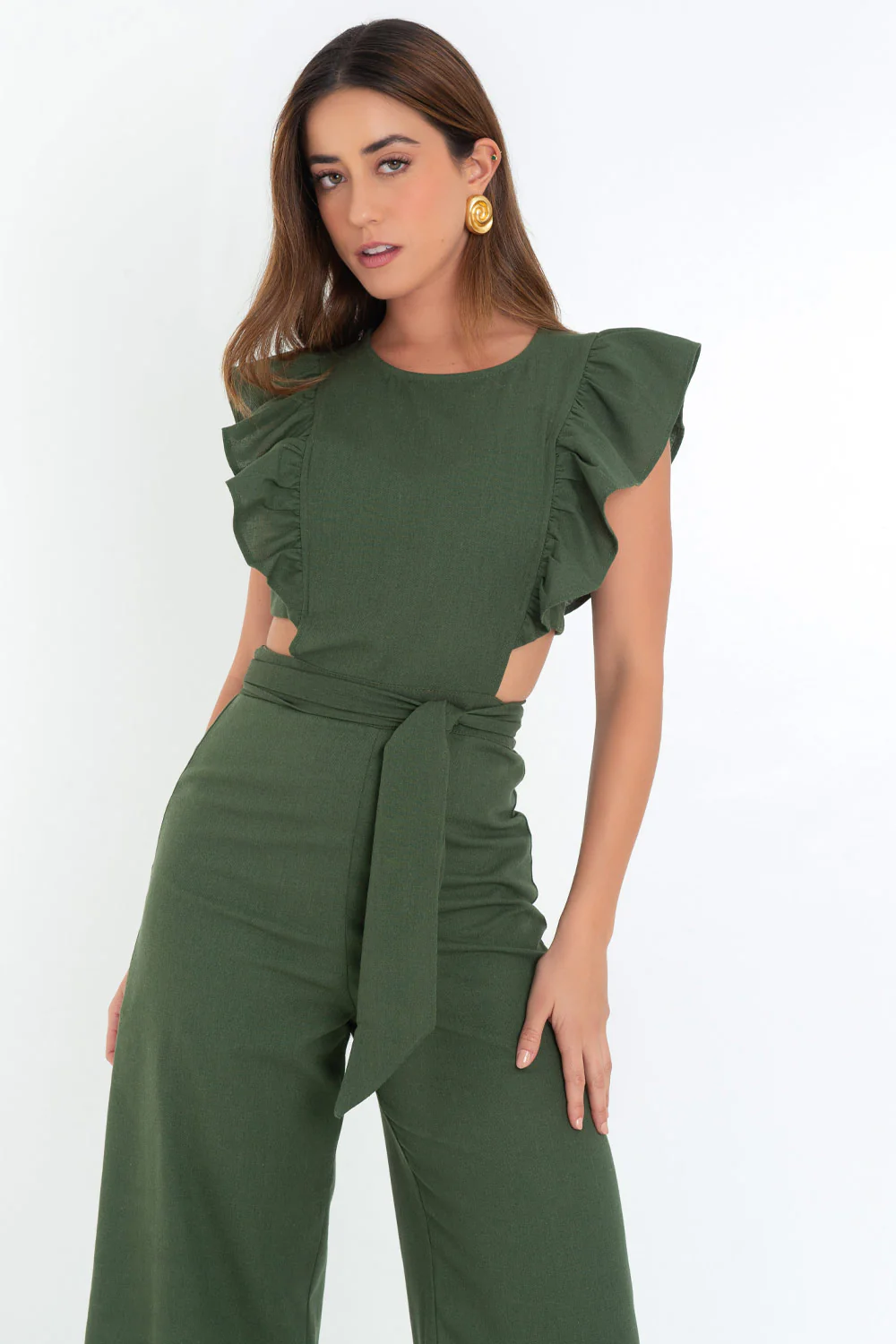 Palazzo culotte con olanes cut out cintura