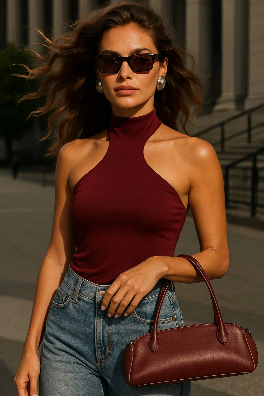 Top halter Frankie fit ajustado cuello alto