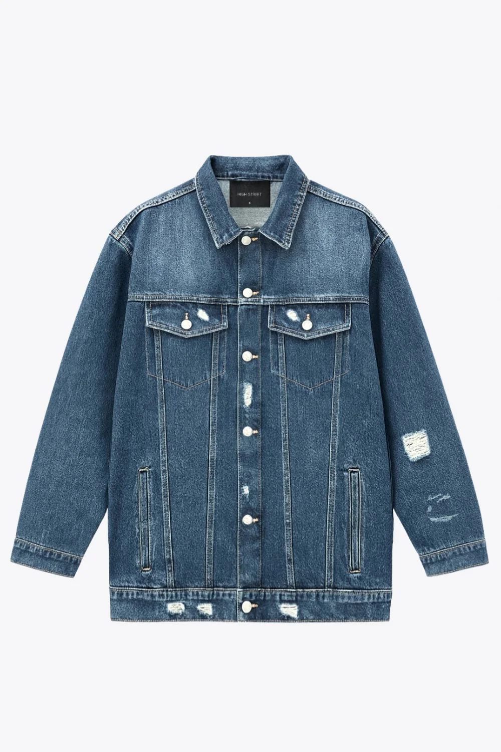 Chamarra de denim fit oversized con rotos