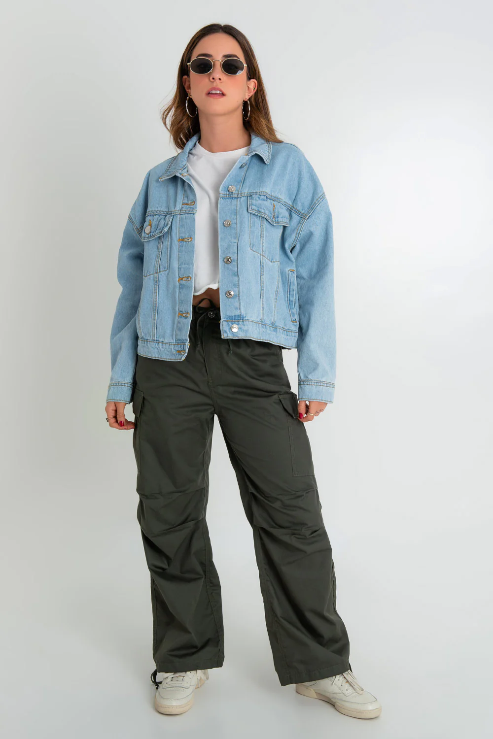 Chamarra de denim fit oversized