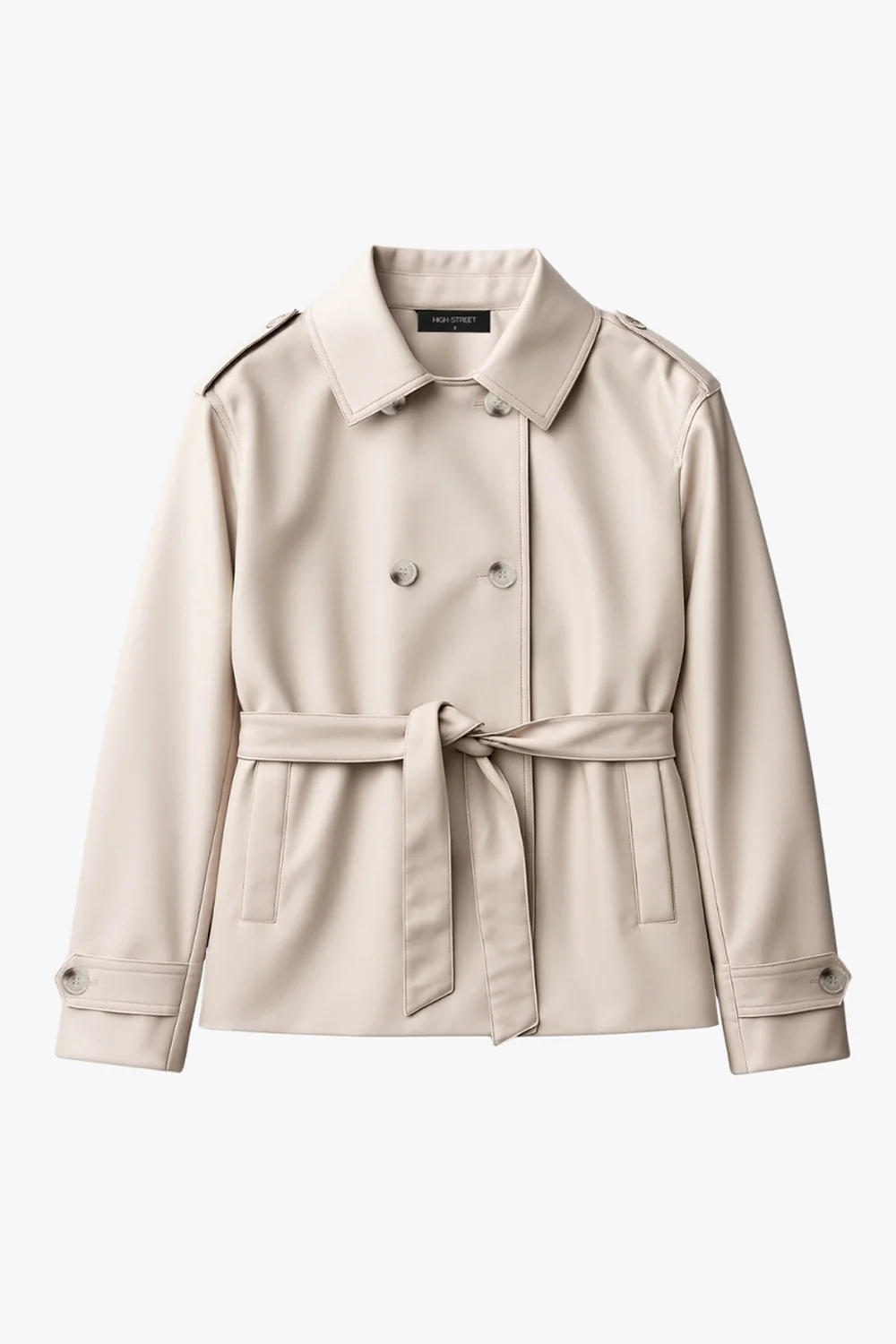 Abrigo trench corto con cinturón