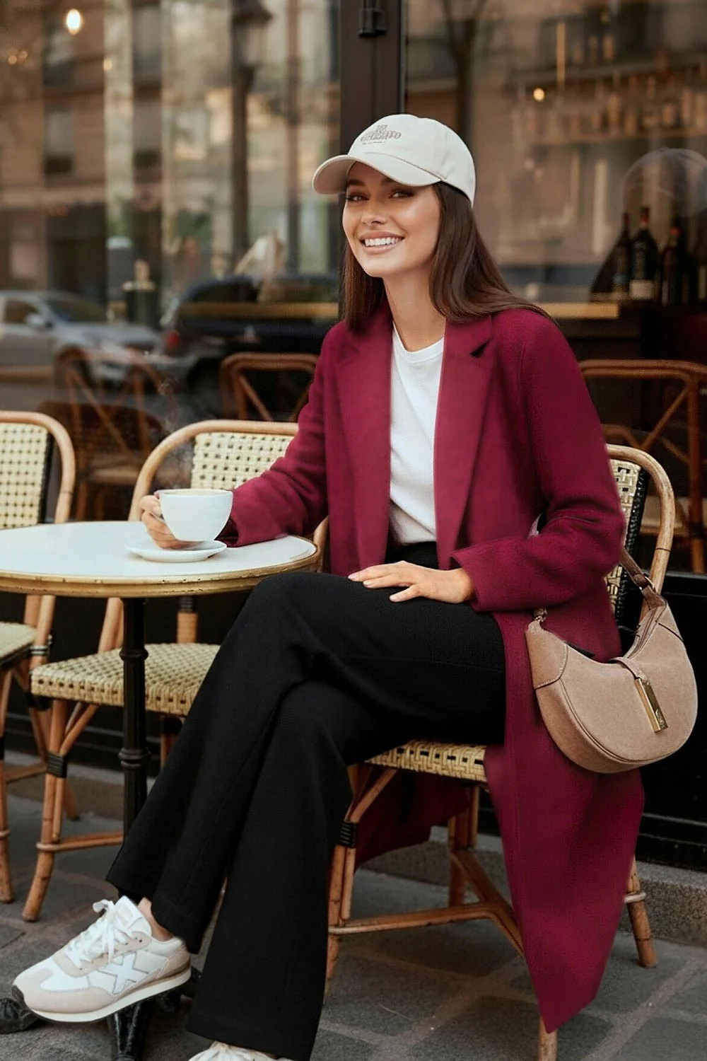 Abrigo corte recto efecto suede