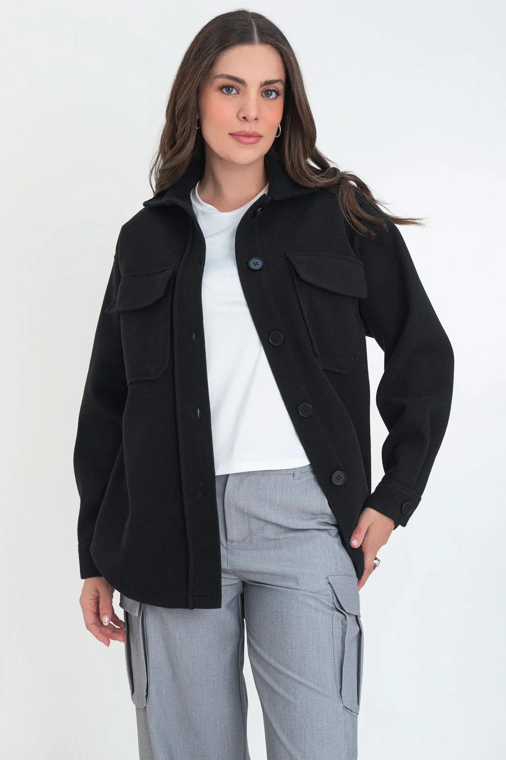 Sobrecamisa de fit oversized bolsillos manga larga